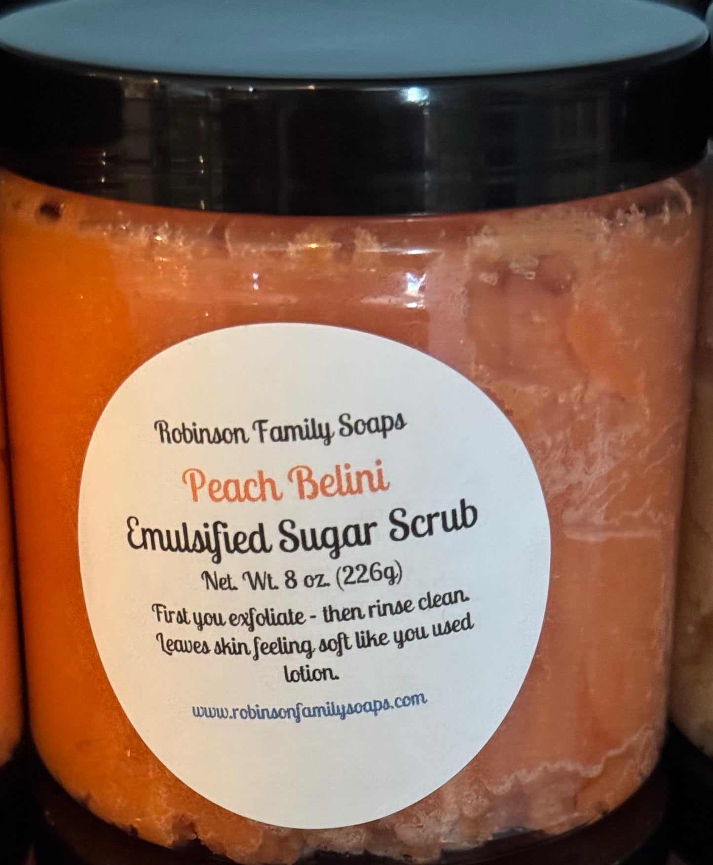 Emulsified Sugar Scrubs Skin Care Robinson Family Soaps Peach Bellini 16oz
