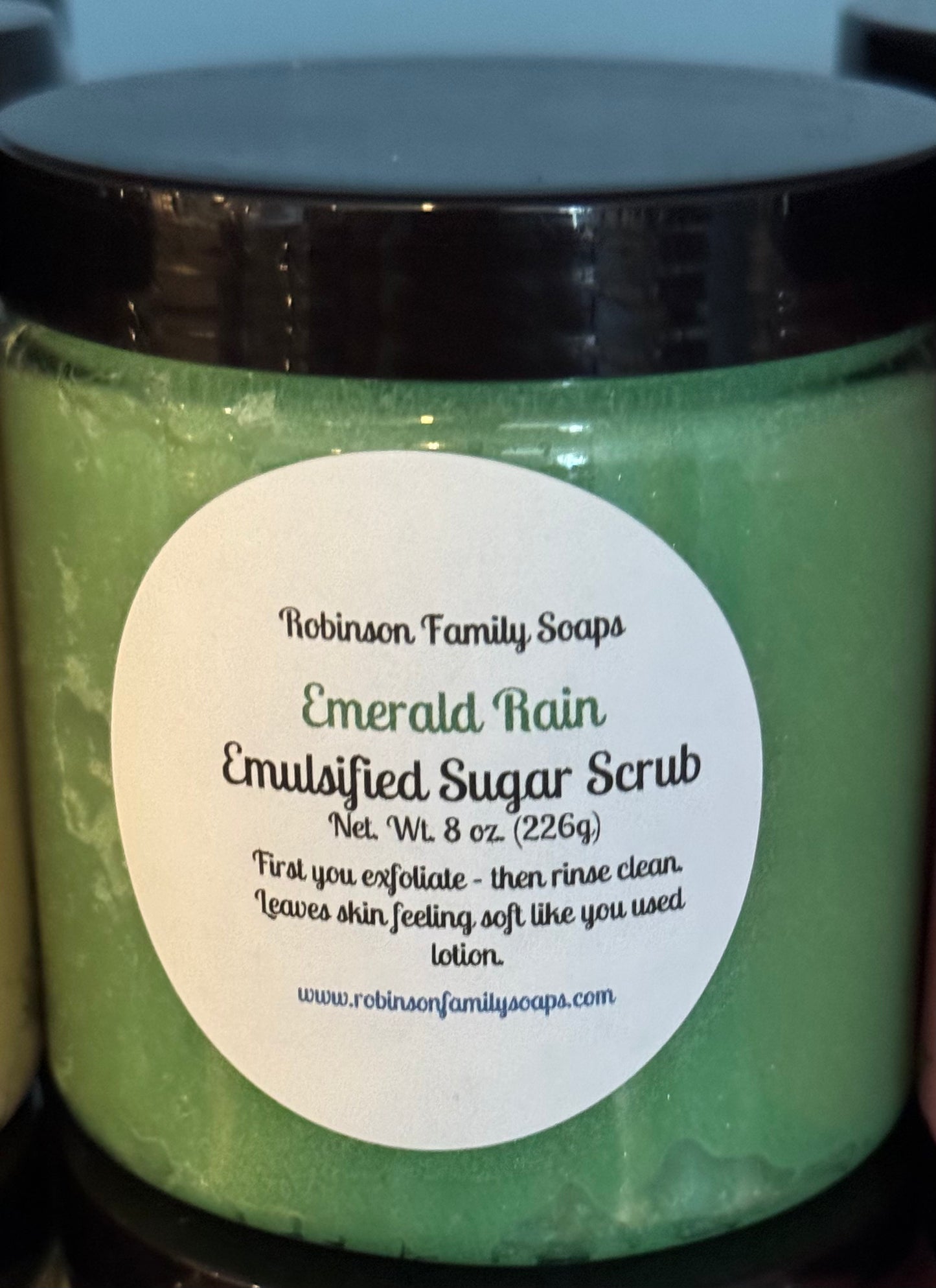 Emulsified Sugar Scrubs Skin Care Robinson Family Soaps Emerald Rain 16oz