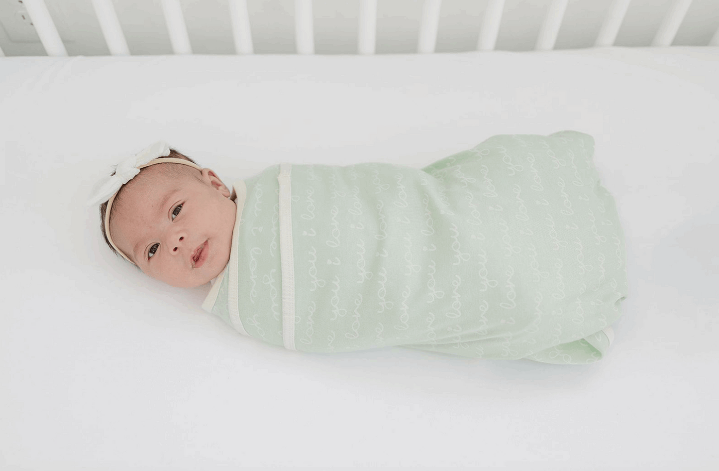 GOTS Certified Organic Cotton Blanket - I Love You (Desert Green)