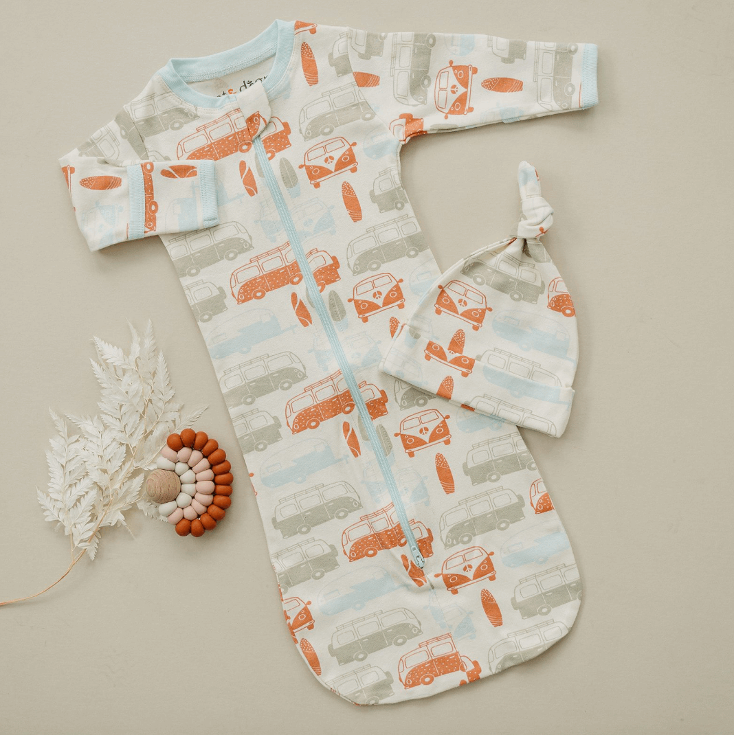 GOTS Certified Organic Cotton Sleepsack - Vintage Busses