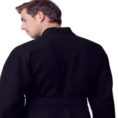 Waffle Kimono Spa Bathrobe for Men - Absorbent, Lightweight