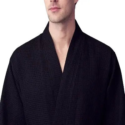 Waffle Kimono Spa Bathrobe for Men - Absorbent, Lightweight