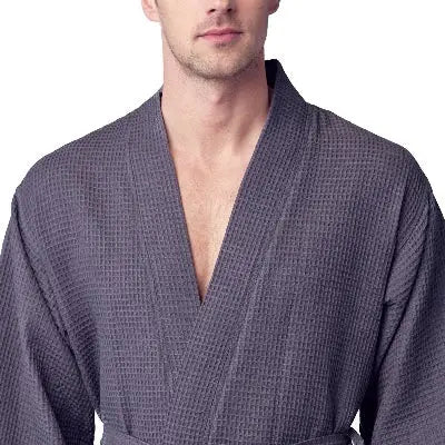 Waffle Kimono Spa Bathrobe for Men - Absorbent, Lightweight