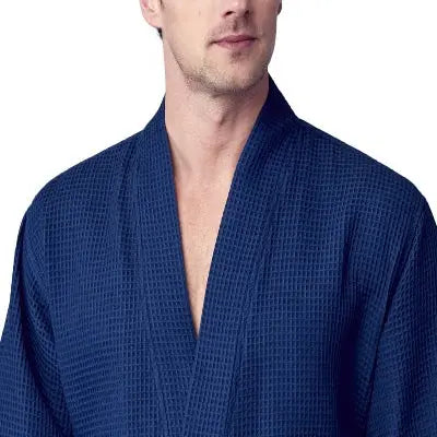 Waffle Kimono Spa Bathrobe for Men - Absorbent, Lightweight