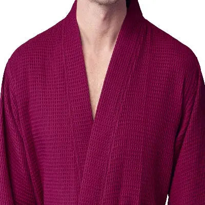Waffle Kimono Spa Bathrobe for Men - Absorbent, Lightweight