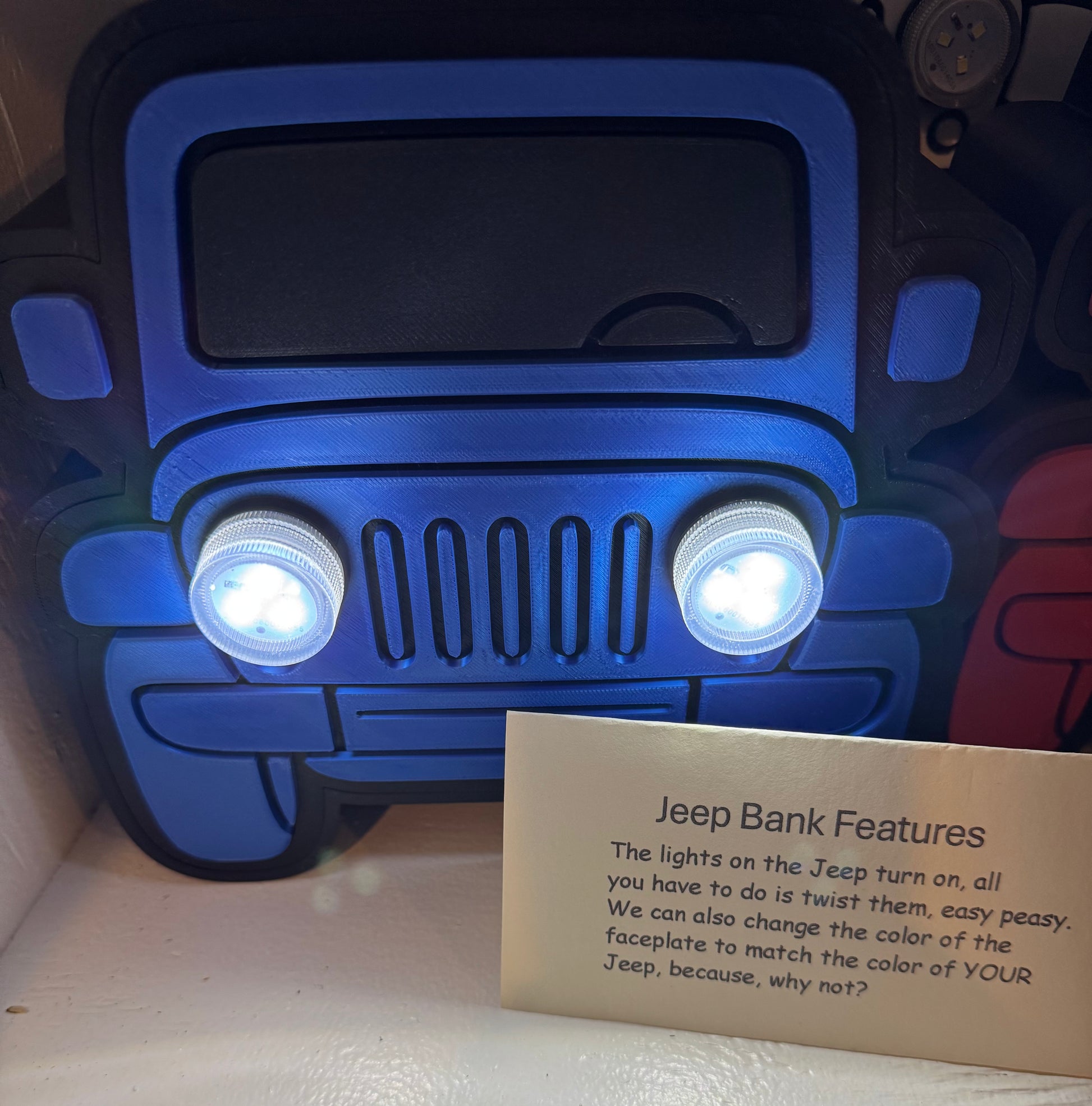 Fun 3D Printed Toys 3D Printed Items Robinson Family Soaps & Gifts Blue Jeep Bank