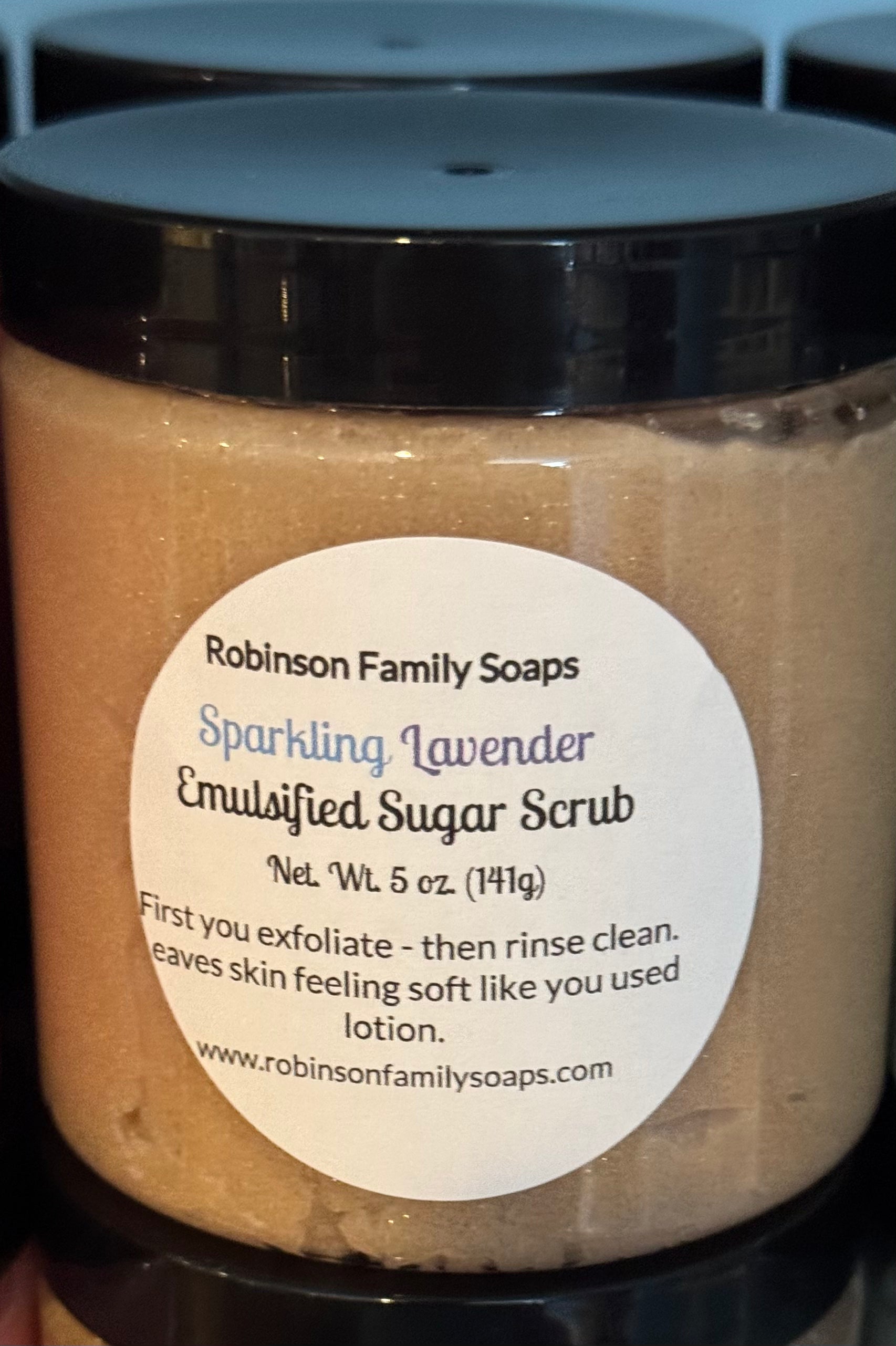 Emulsified Sugar Scrubs Skin Care Robinson Family Soaps Sparkling Lavender Lemonade 16oz